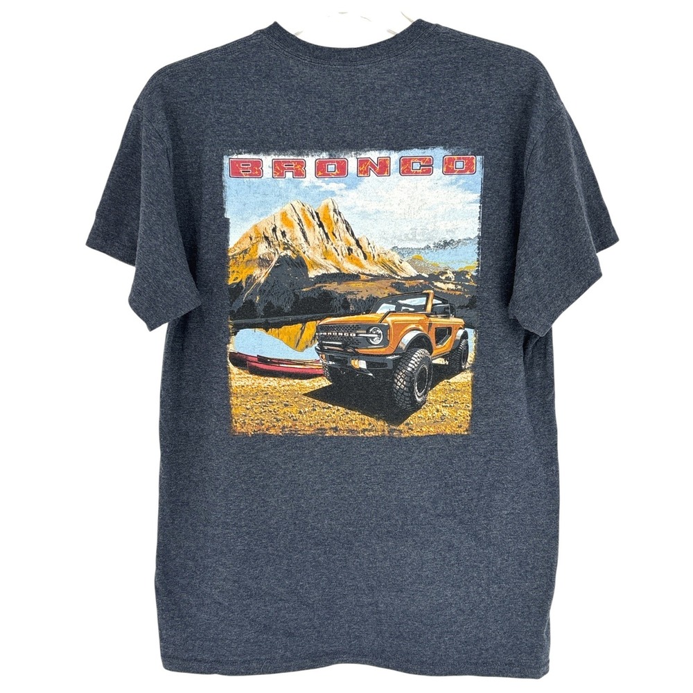 Ford Bronco Graphic T-Shirt Heather Navy Blue Short Sleeve Crew Neck Medium